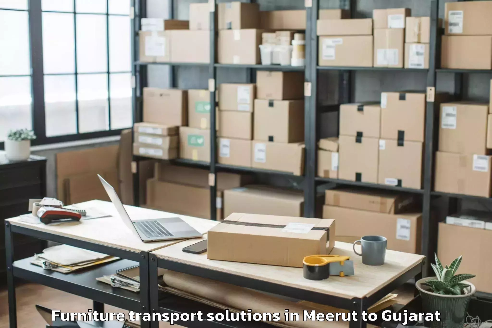 Top Meerut to Dhanera Furniture Transport Solutions Available